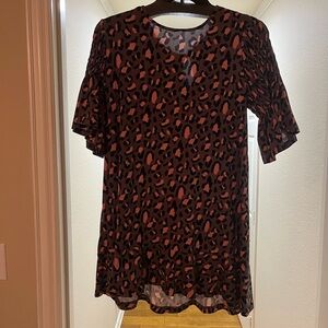 Leopard Print Dress - Grey, Dk Blu and Pink